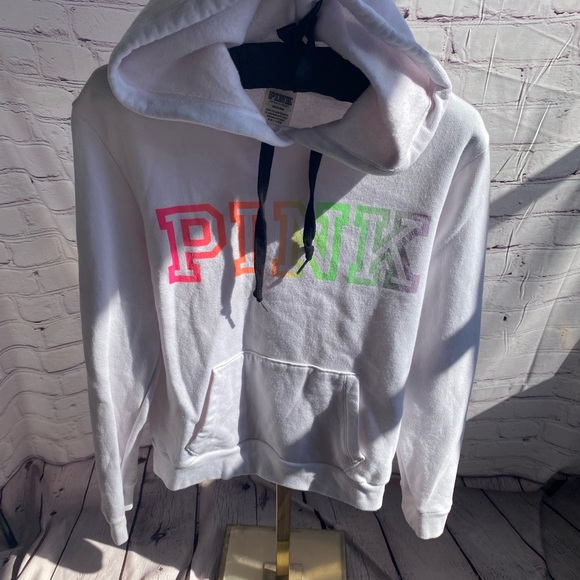 PINK Victoria's Secret Tops - Victoria secret pink hoodie rainbow tie dye neon size medium excellent condition